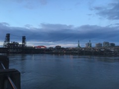 The Willamette River, the Steel Bridge and the Rose Quarter along with the Convention Center with a slightly different angle.